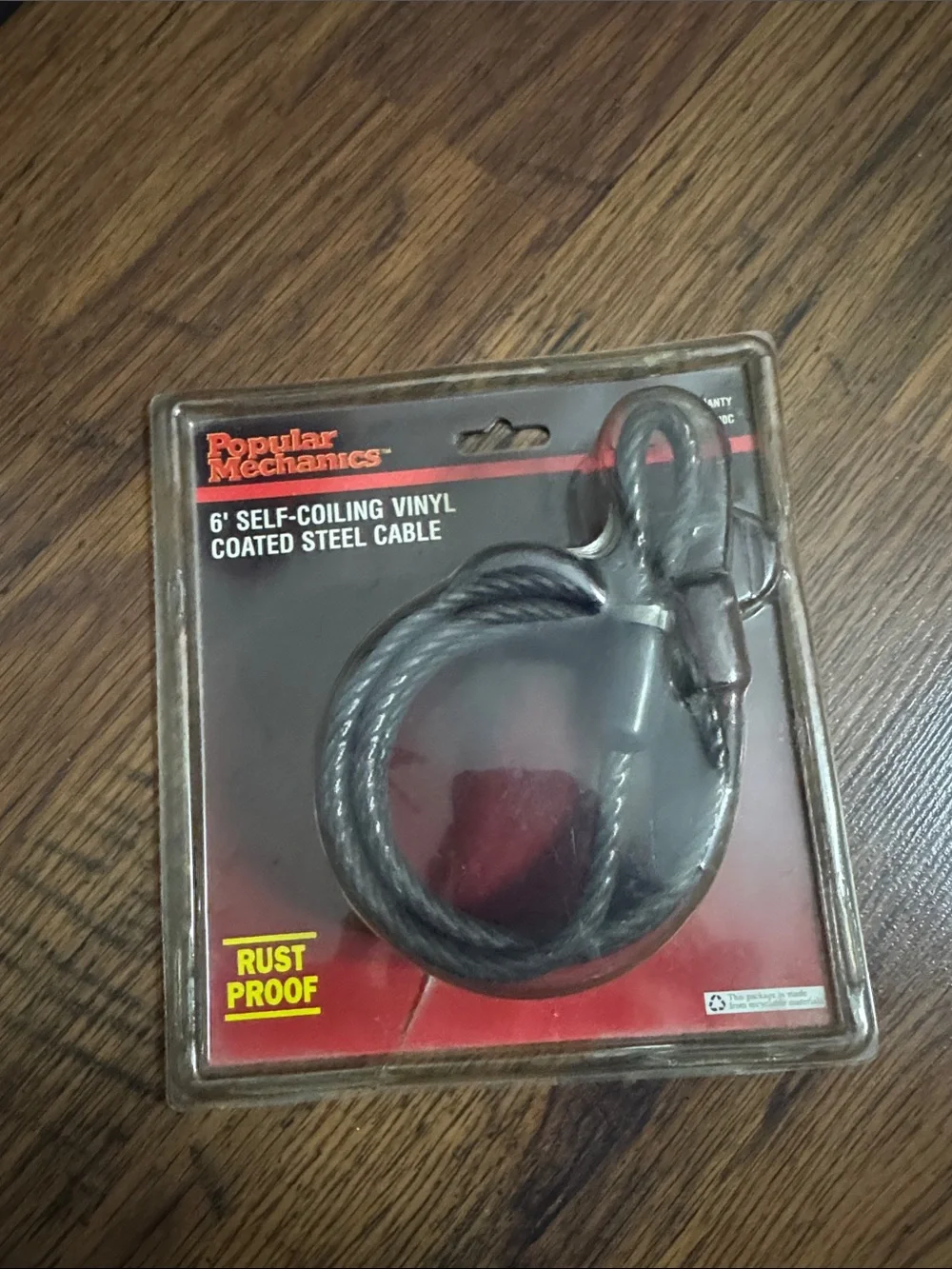 6' Self-Coiling Vinyl Coated Steel Cable - Black